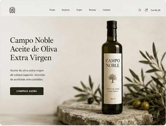 Campo Noble e-commerce storefront designed for premium olive oil